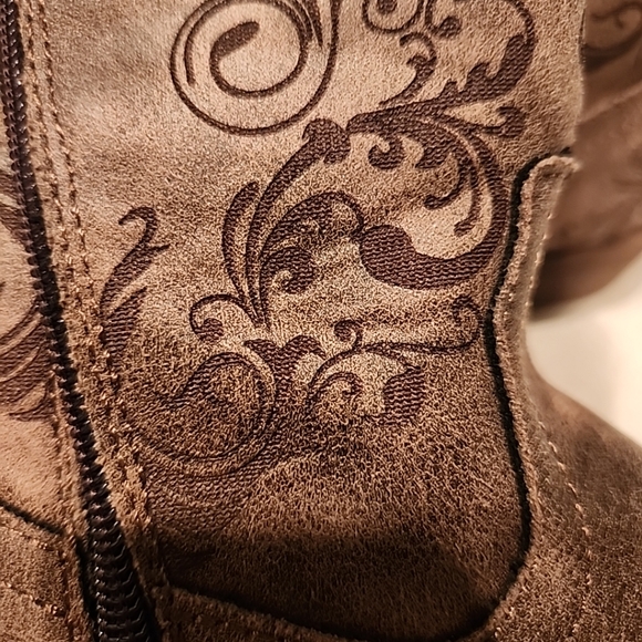 Roper western boot slouch distressed appearance short inside zip textile sz 7 - Picture 11 of 13